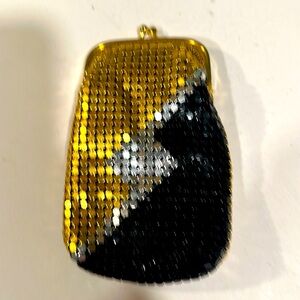 1980s collectible gold black metal mesh cigarette case or coin purse